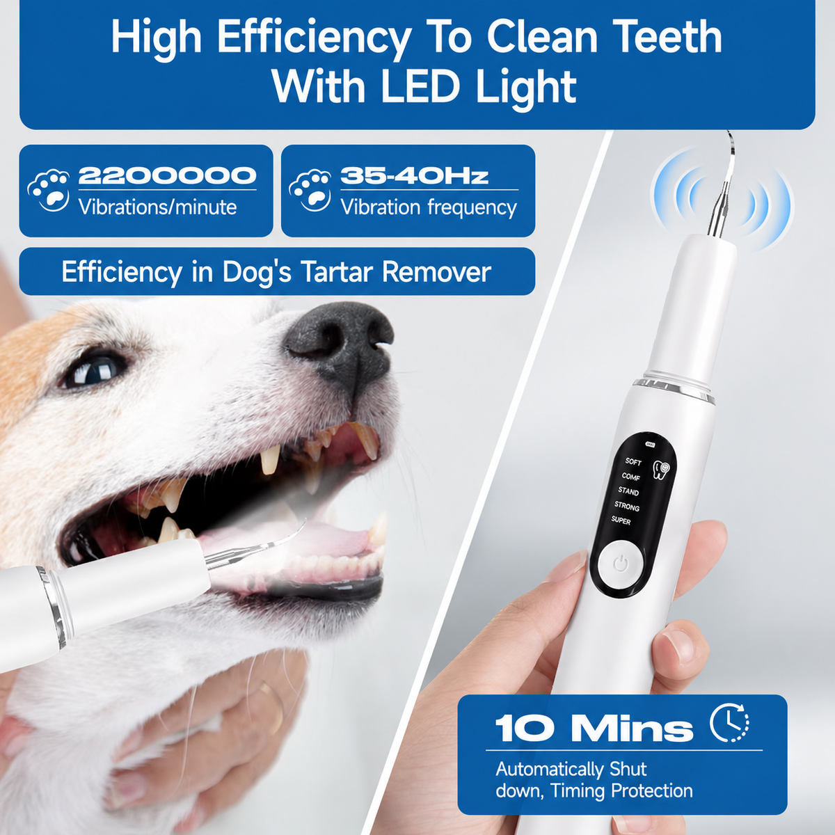 Kairo™ Smart Pet Dental Cleaner – Plaque & Tartar Remover for Dogs & Cats